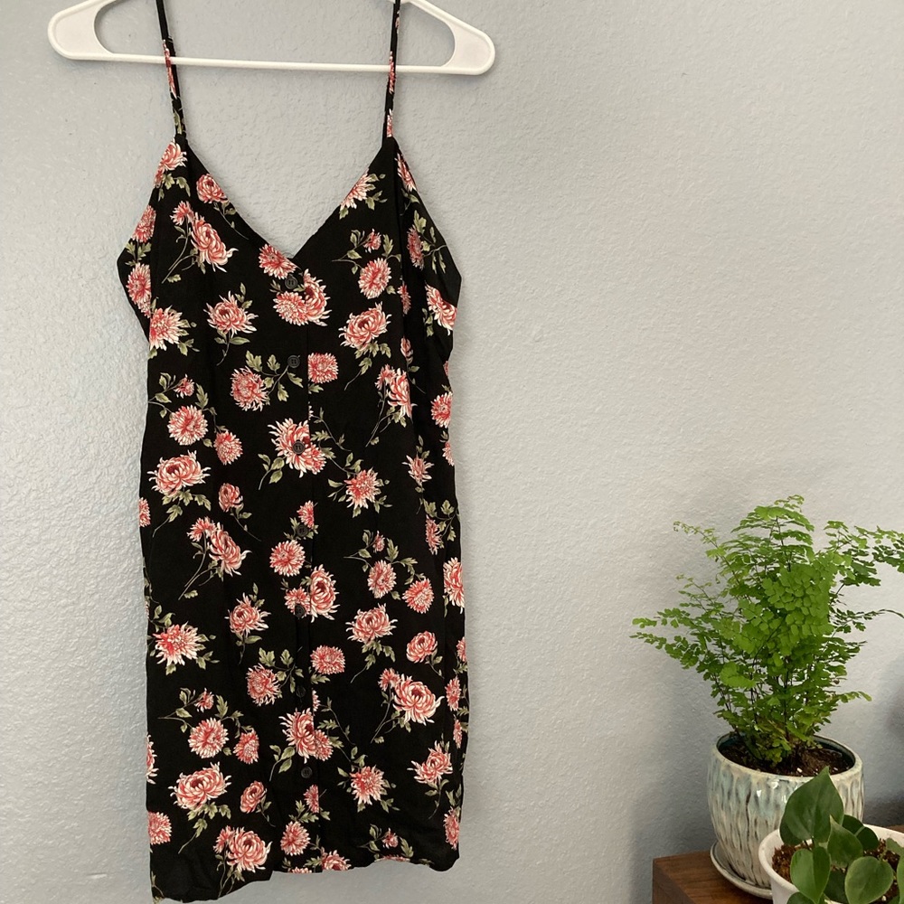Floral Buttoned Mini Dress
